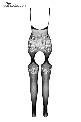 Suspender Catsuit with design black