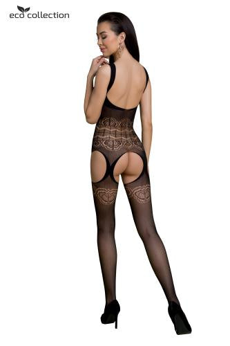 Suspender Catsuit with design black